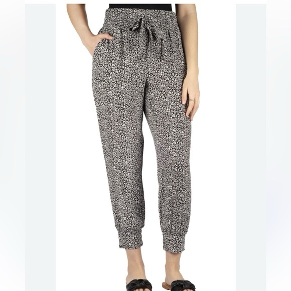 Black and White Printed Jogger Pants